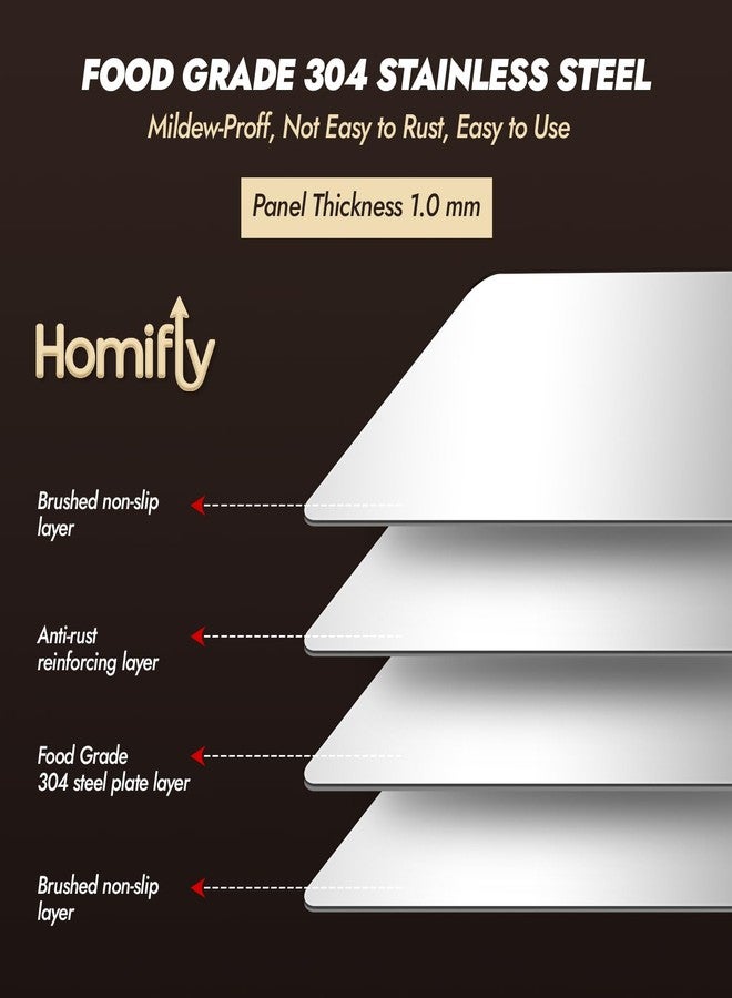 HOMIFLY لوح تقطيع من الفولاذ المقاوم للصدأ 304 من هوم فلاي / لوح تقطيع / مانع للانزلاق / لوح تقطيع للمطبخ / لوح تقطيع للخضراوات / ألواح تقطيع للمطبخ / فولاذ لتقطيع الخضراوات (31 × 21 سم) - Image 5